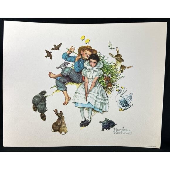 Lot of 4 Vintage Norman Rockwell Art Prints Americana Unframed 13x10 - Picture 3 of 5